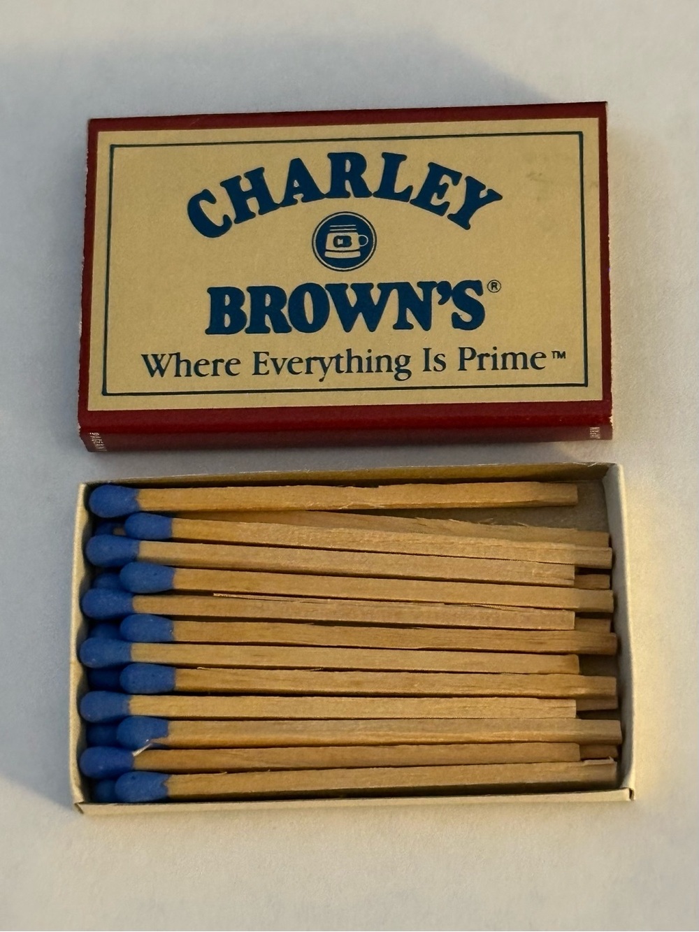 Vintage Matchbox Charley Browns Prime Steakhouse Restaurant Matches